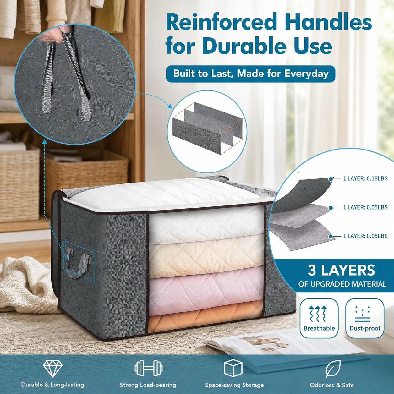 🧺 Extra-Large Foldable Clothing Storage Bags – Keep Your Wardrobe Neat & Organized