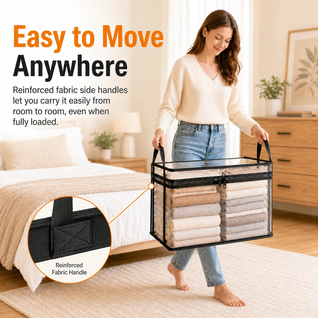 Clear PVC Storage Bins with Handles – 📚for Books, Toys, Media, & Organizing