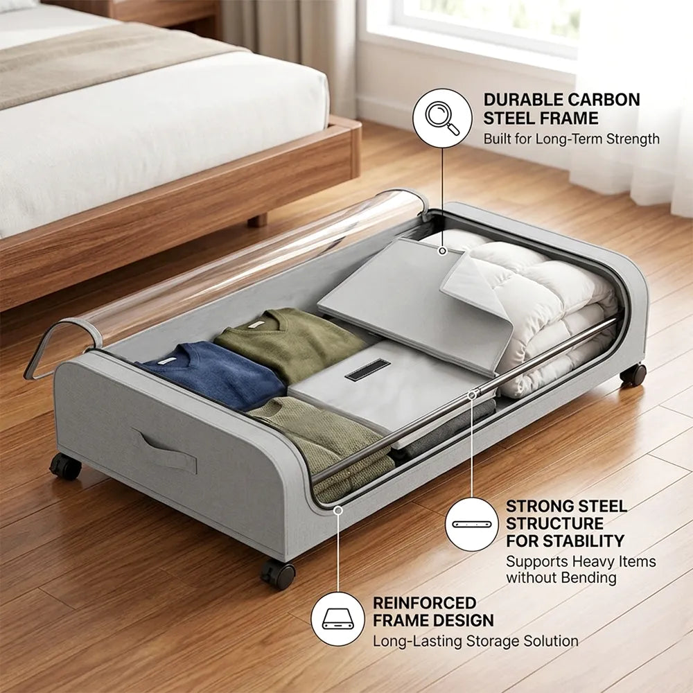 🛏️ Under Bed Storage with Wheels – Large Capacity Organizer Drawer