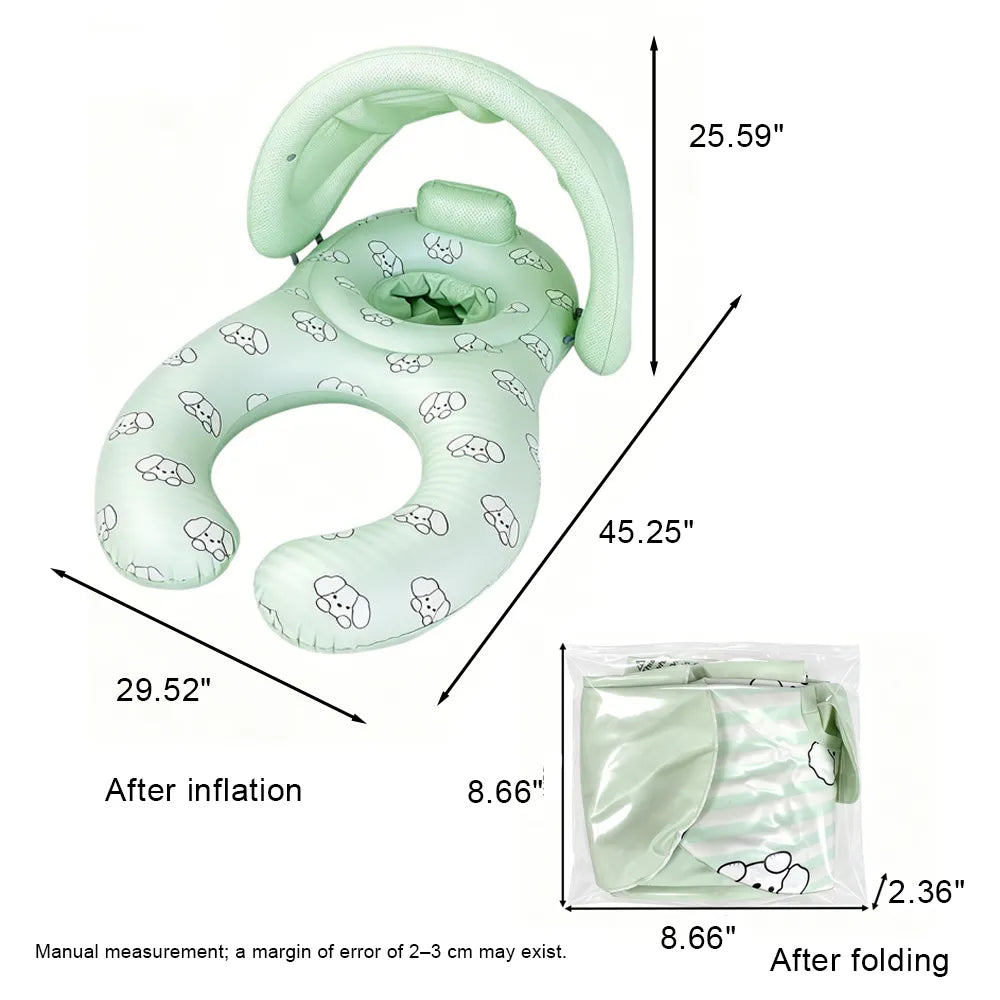🌞 Infant Seat with Canopy | Inflatable Baby Pool Float with Soft Leg Support and Headrest