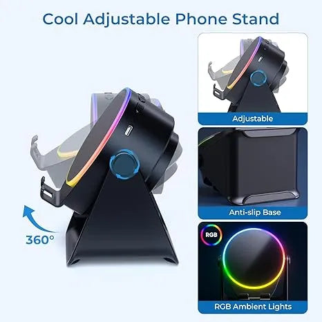 🔊 2-in-1 Wireless Induction Speaker & Adjustable Phone Stand with RGB Ambient Light
