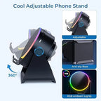 🔊 2-in-1 Wireless Induction Speaker & Adjustable Phone Stand with RGB Ambient Light