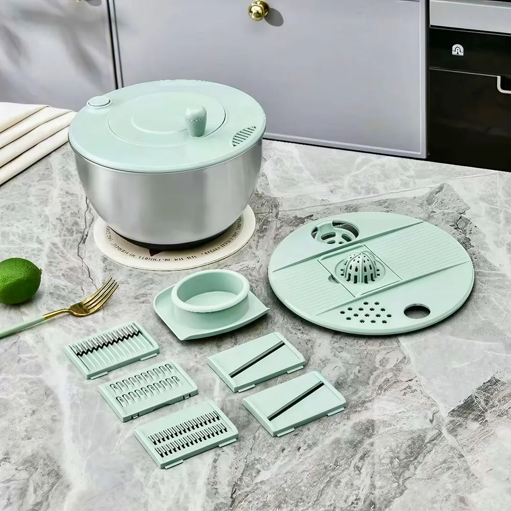 🥗 Multifunctional Stainless Steel Salad Spinner & Veggie Prep