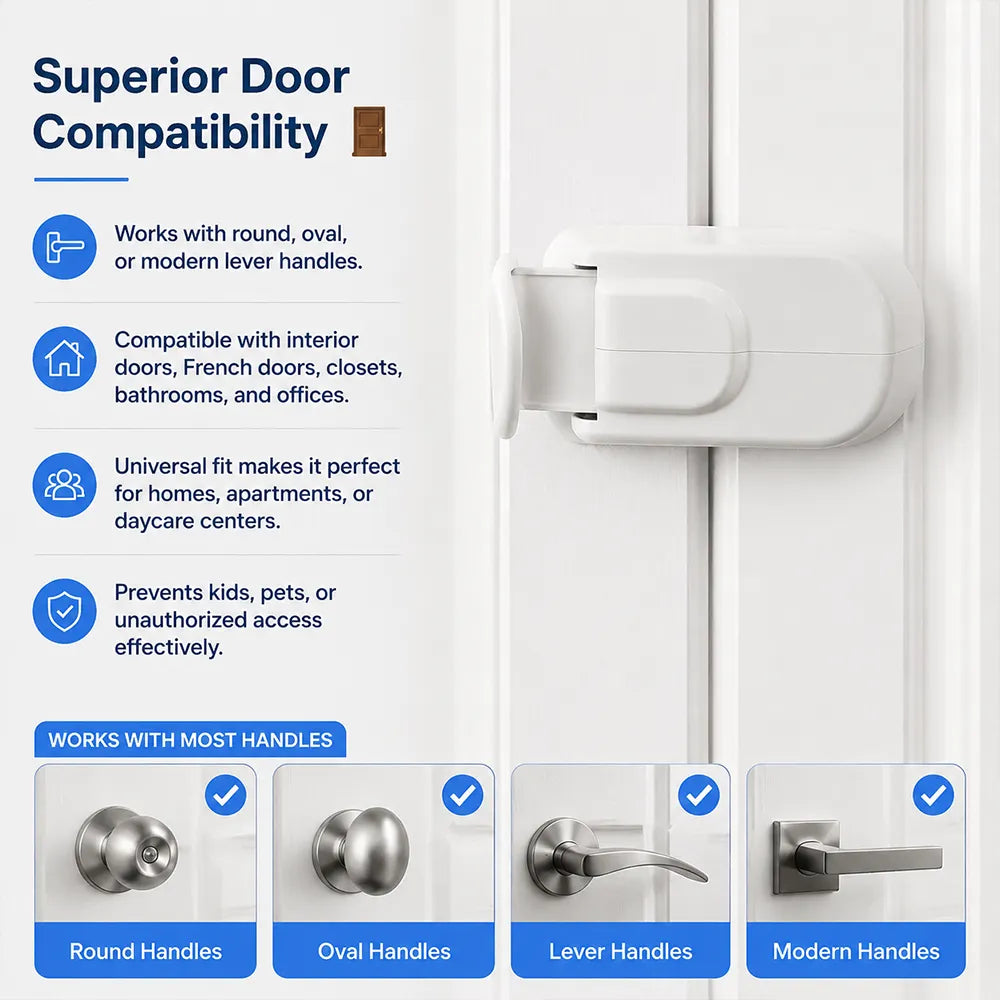 The Snap-On Door Lock Kids Can't Reach or Defeat – No Tools or Adhesives Required
