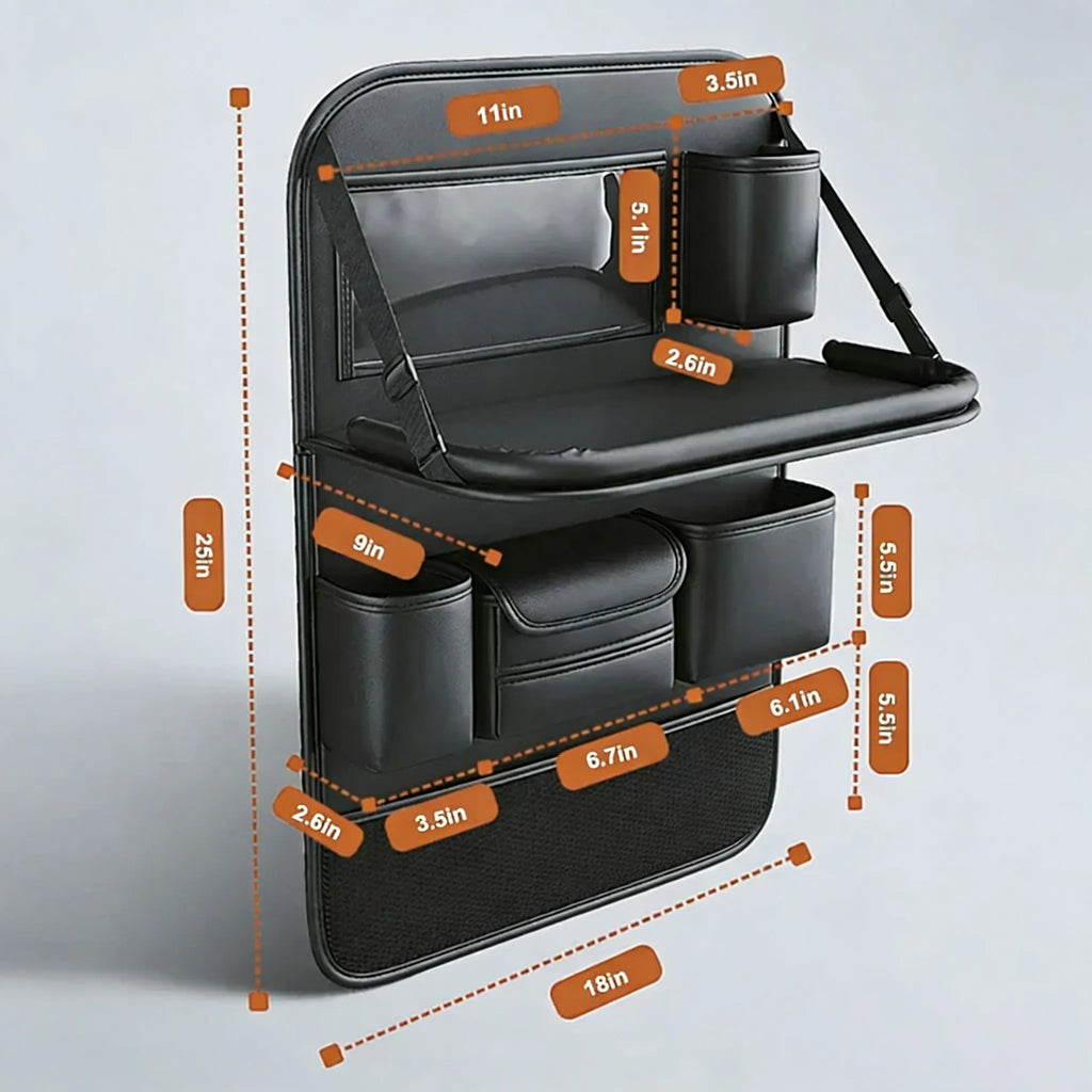 🚗 Car Seat Back Organizer with Foldable Tray Table