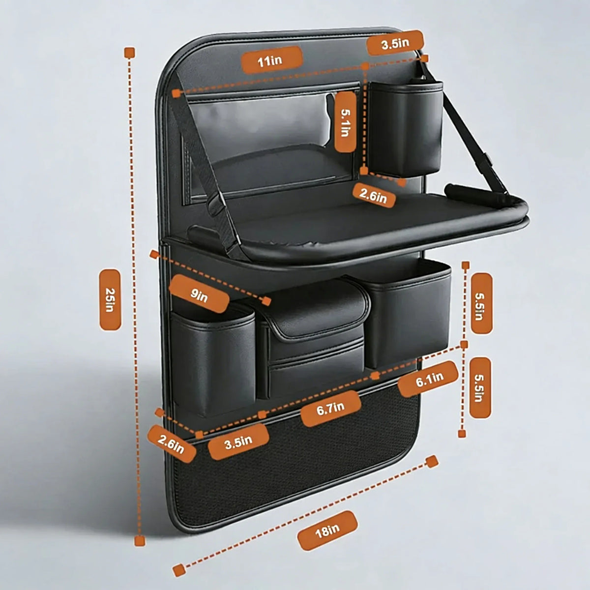 🚗 Car Seat Back Organizer with Foldable Tray Table