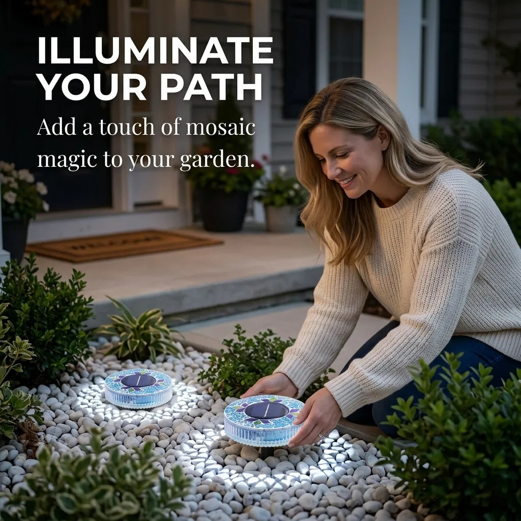 ✨ Solar Mosaic Ground Stake Light – Waterproof LED Outdoor Pathway Light