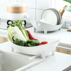 🍽️ Oval Dish Drying Rack with Utensil Holder