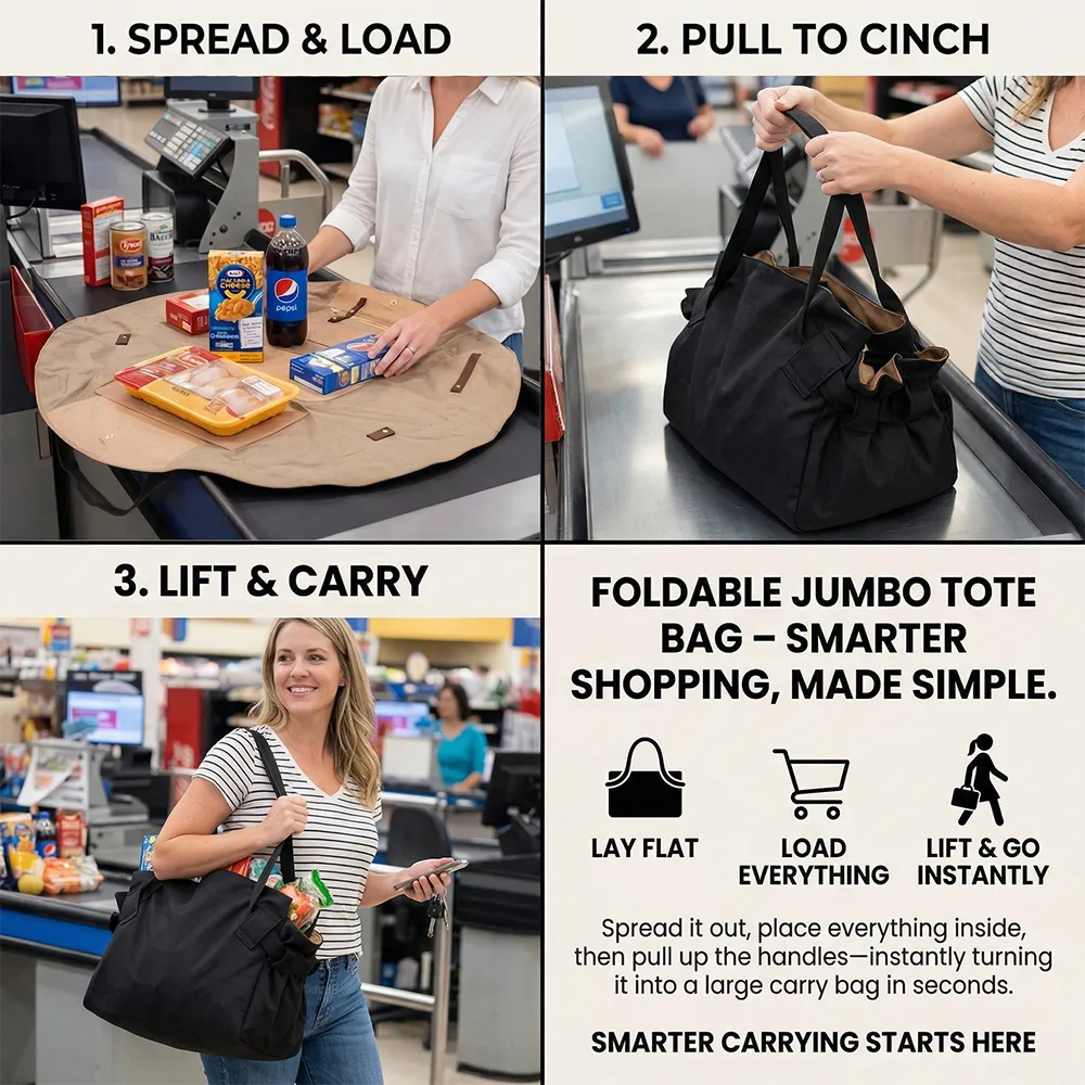 🛒 Foldable Jumbo Tote Bag – Smarter Shopping, Made Simple