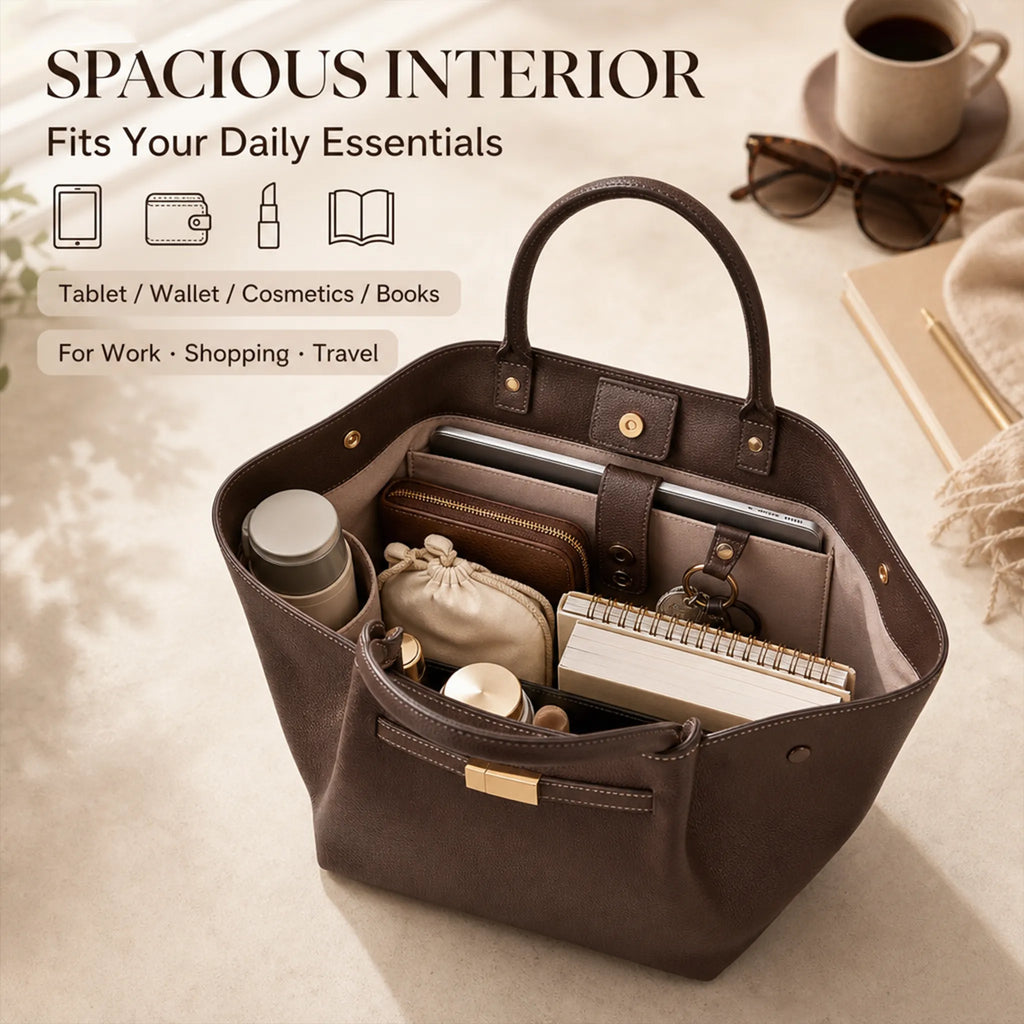 👜 Minimalist Folded-Wing Italian Leather Tote Bag