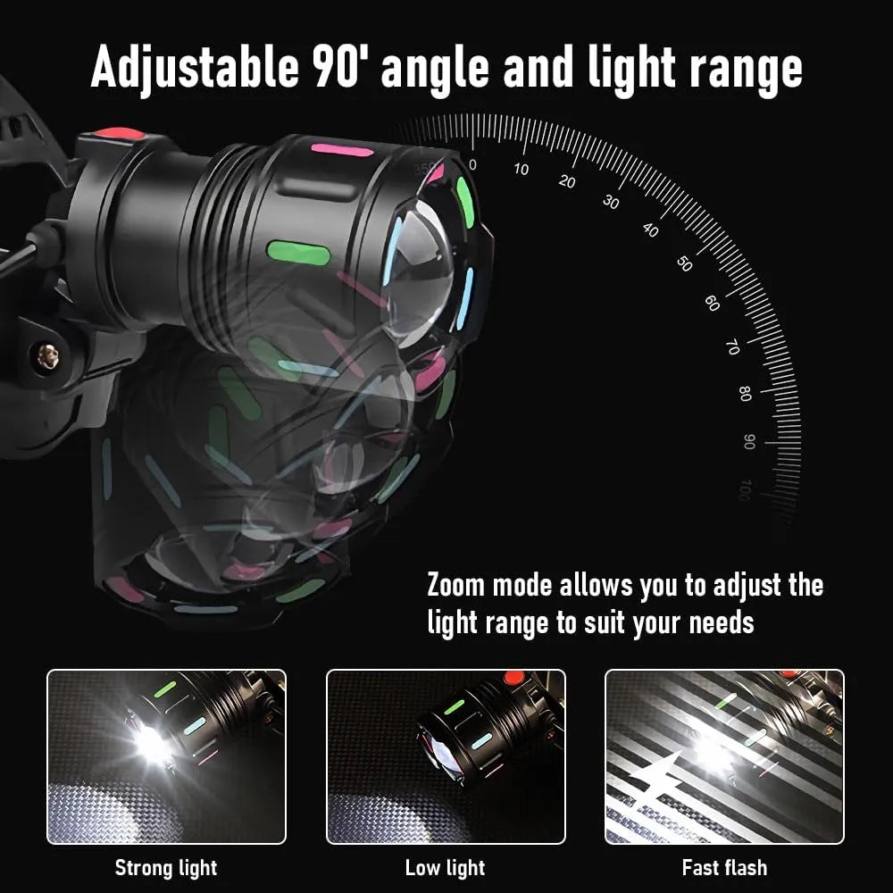 🔦 LED Headlamp – 90° Adjustable Super Bright Headlight