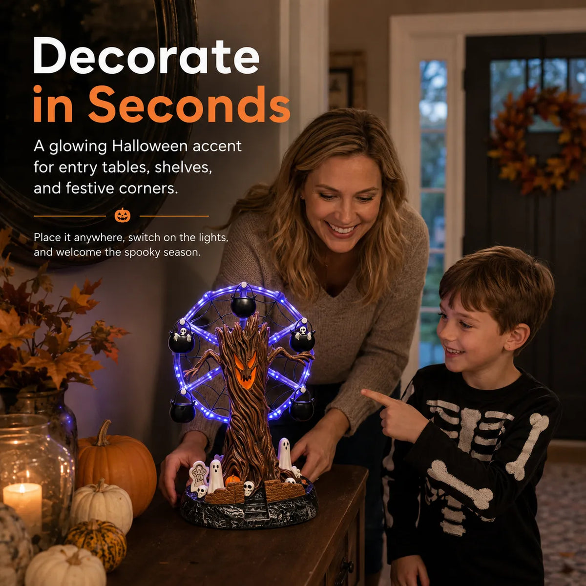 Animated Haunted Tree Ferris Wheel Halloween Tabletop Decoration