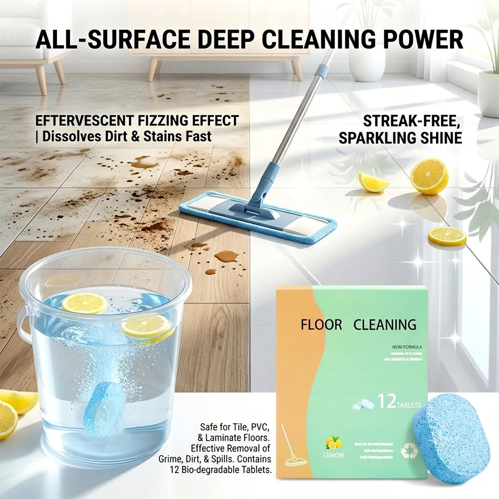🧼 🍋12-Pack Floor Cleaning Tablets – Deep Clean Your Hard Floors with Ease