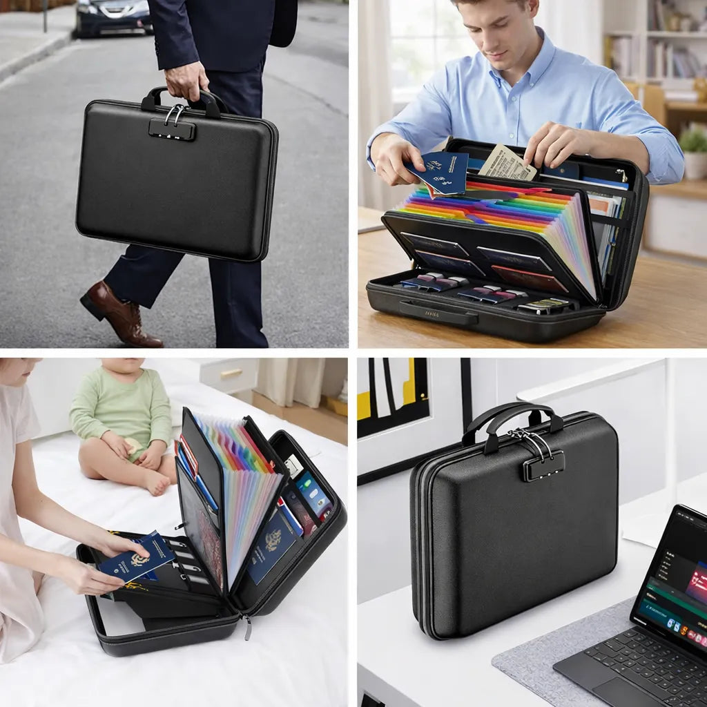 Fireproof & Waterproof Document Organizer – Hard‑Shell, Combination Lock🛡️📁