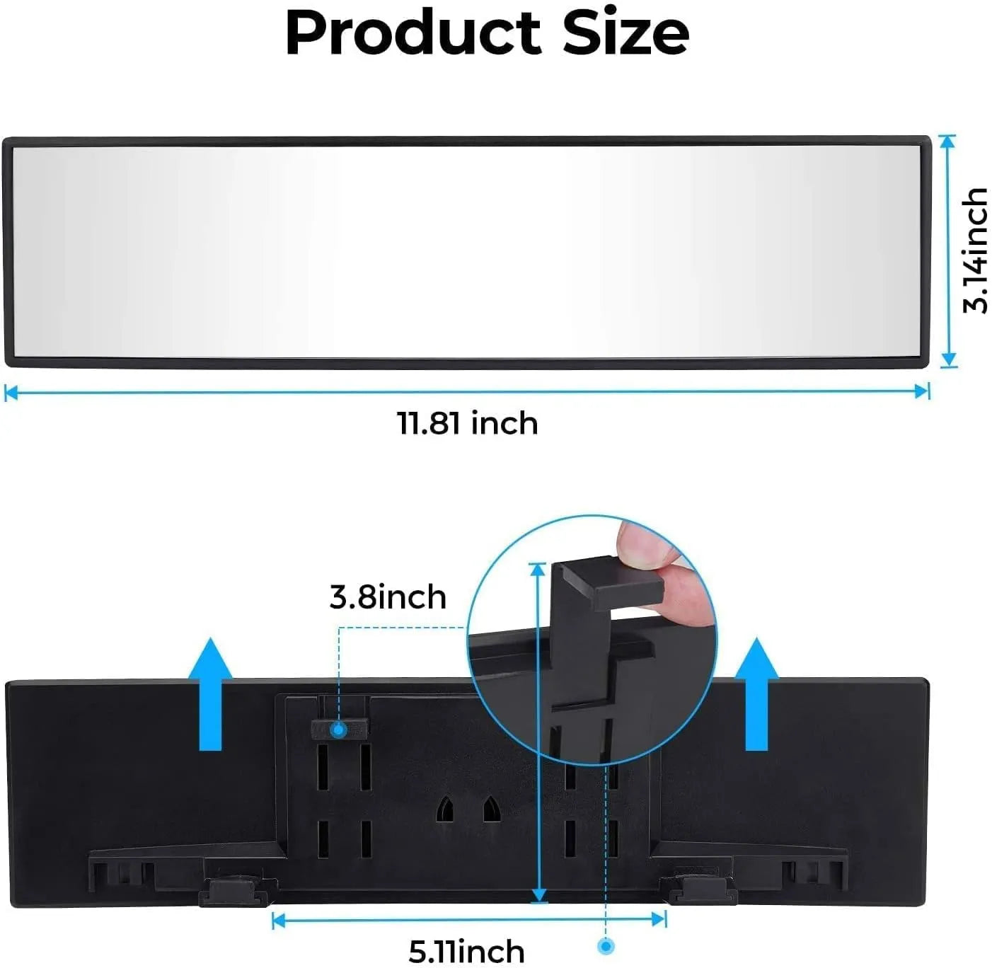 Universal 11.81 Inch Panoramic Rearview Mirror—effectively reduce the blind spots of cars SUVs trucks