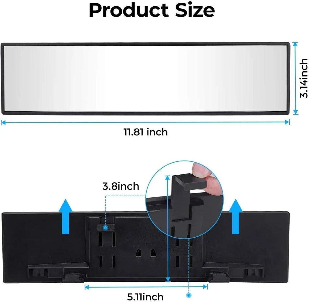 Universal 11.81 Inch Panoramic Rearview Mirror—effectively reduce the blind spots of cars SUVs trucks