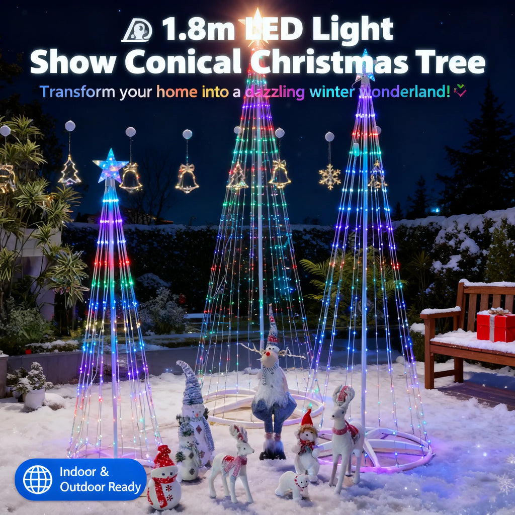 🎄 1.8m LED Light Show Conical Christmas Tree