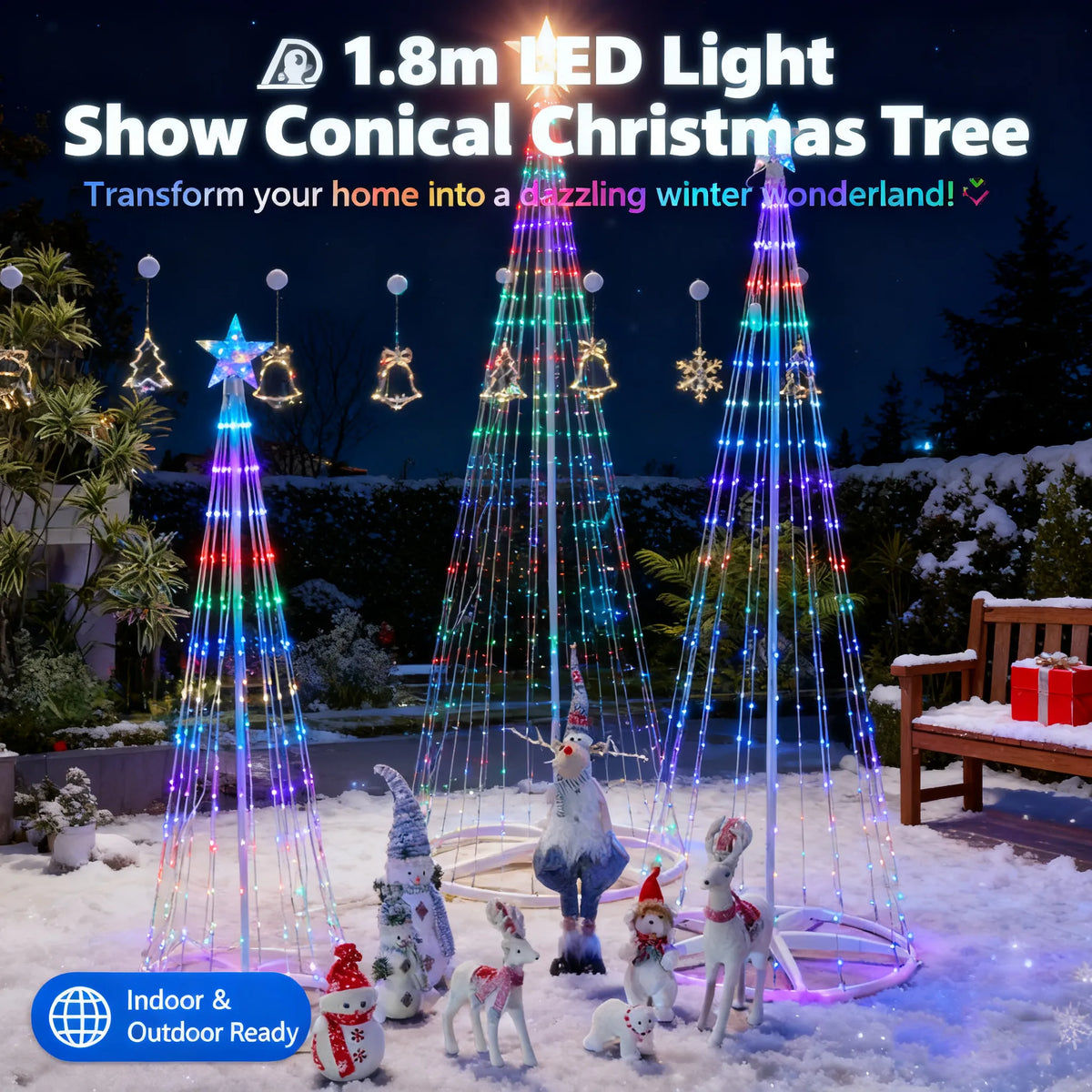 🎄 1.8m LED Light Show Conical Christmas Tree