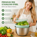 🥗 Multifunctional Stainless Steel Salad Spinner & Veggie Prep