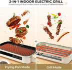 Double-Decker Indoor Electric Grill with 3 Personal Pans