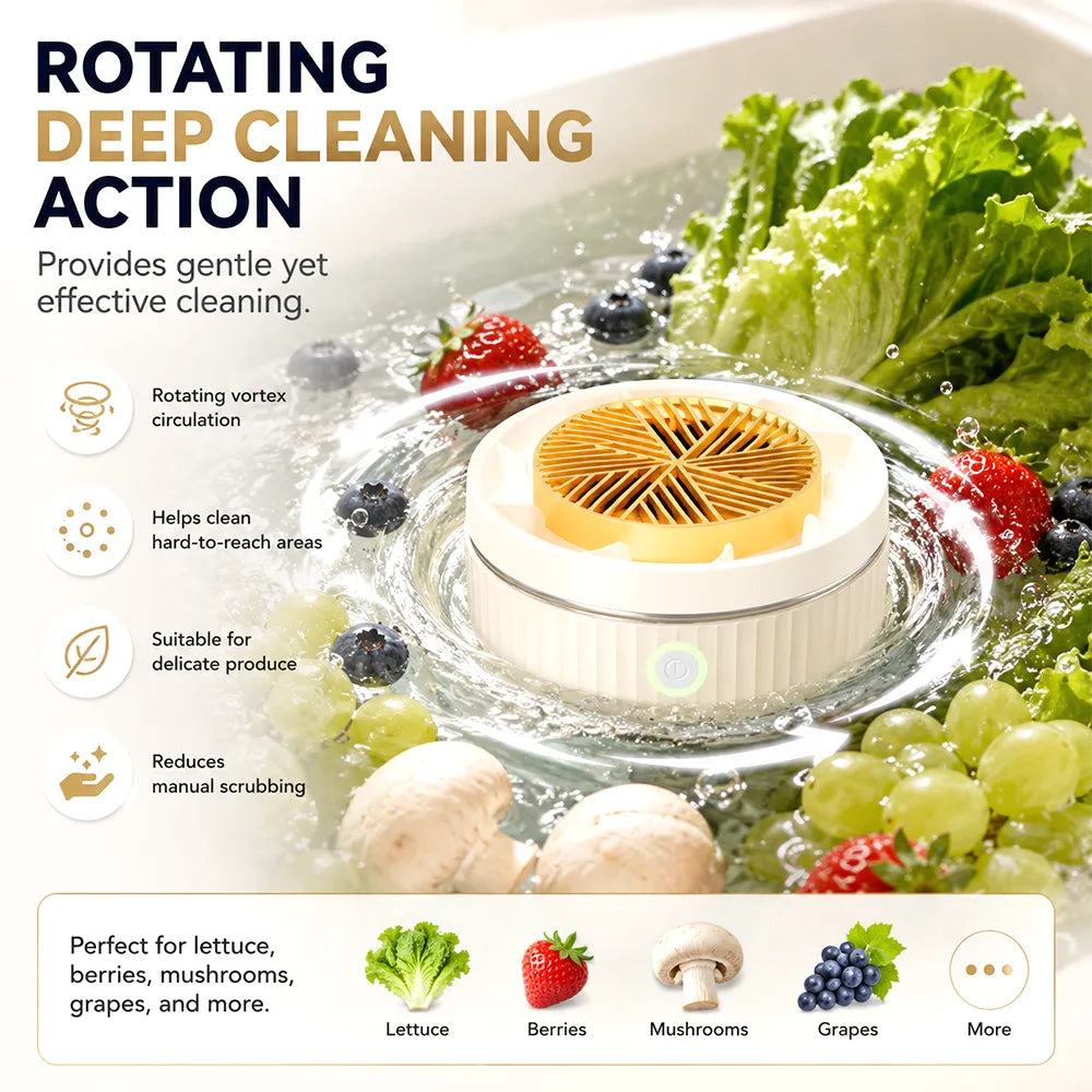 🥗 Vegetable Washing Machine – USB Rechargeable Produce Cleaning Device