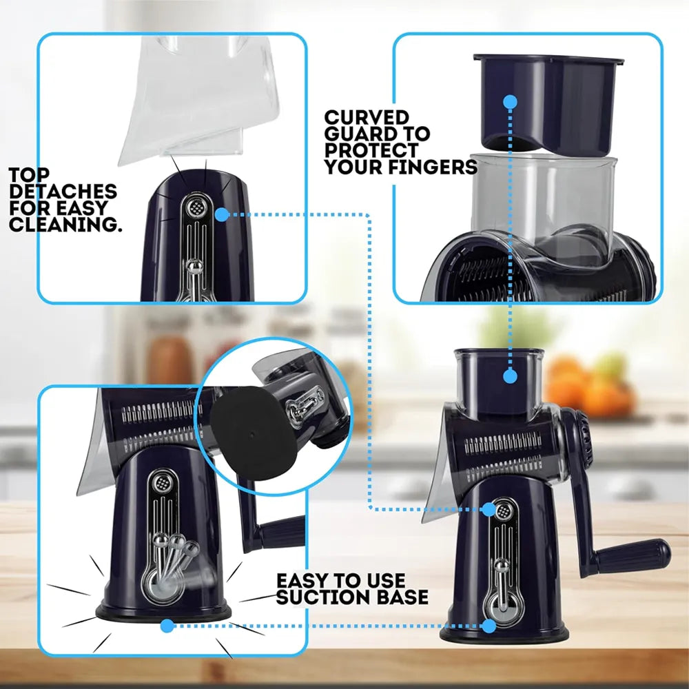🧀 5-in-1 Rotary Grater with Handle