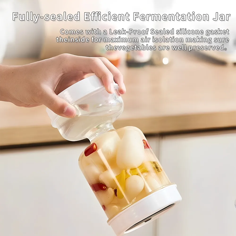 🥗Hourglass Pickle Jar with Built-In Fork – Juice Separation Storage Container