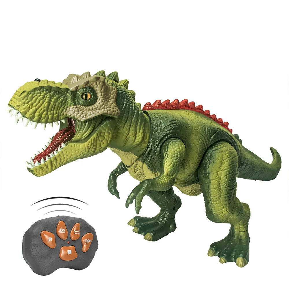🦖 Remote Control T-Rex Dinosaur Toy – Walking Robot with Lights, Mist & Roar