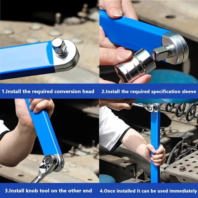 Tight-Reach Offset Ratchet Extension Wrench Kit