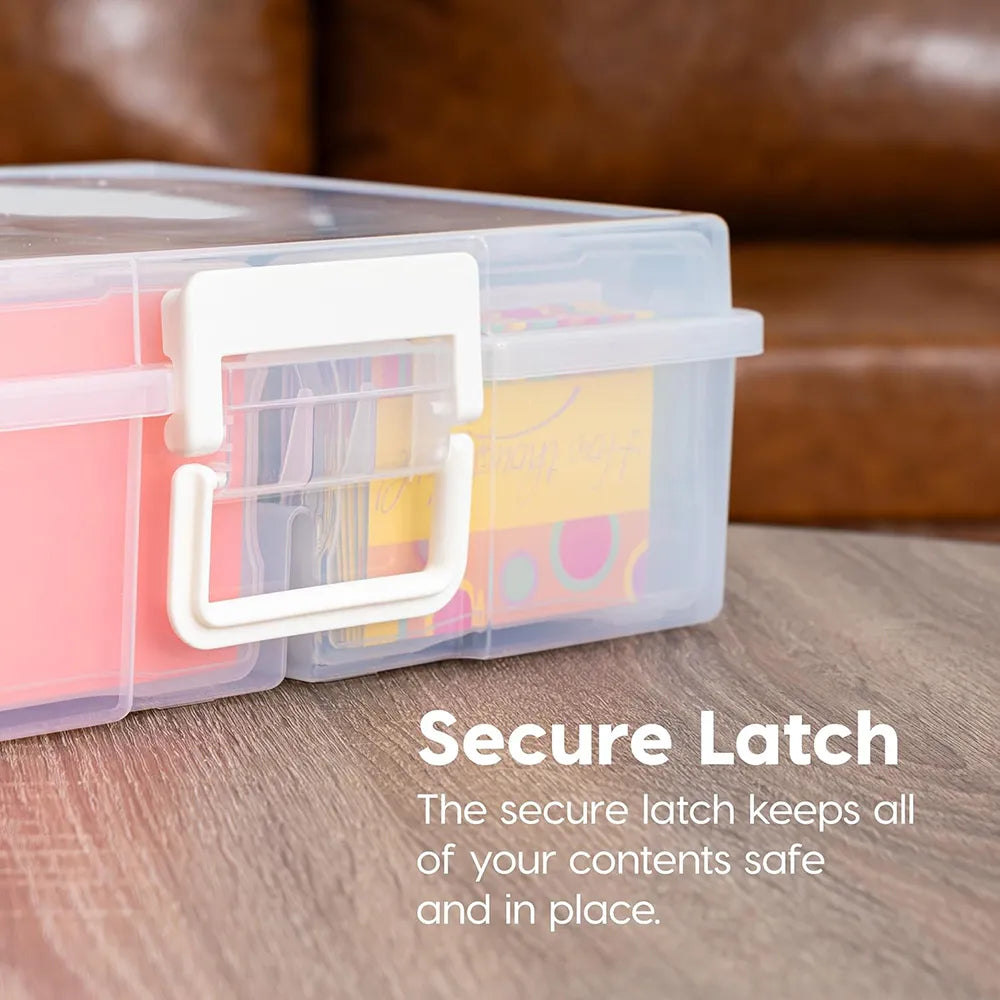 📸Portable Photo Organizer & Craft Storage Box with 16 Clear Cases