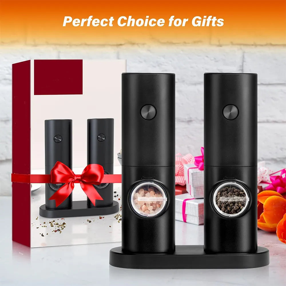 🧂Electric Salt & Pepper Grinder Set – 2 Pack Automatic Spice Mills