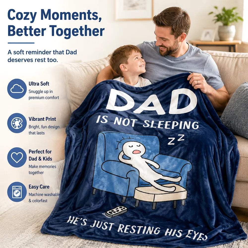 🛋️ Dad's "Not Sleeping" Blanket — Funny, Cozy, & Heartwarming Gift 🎁