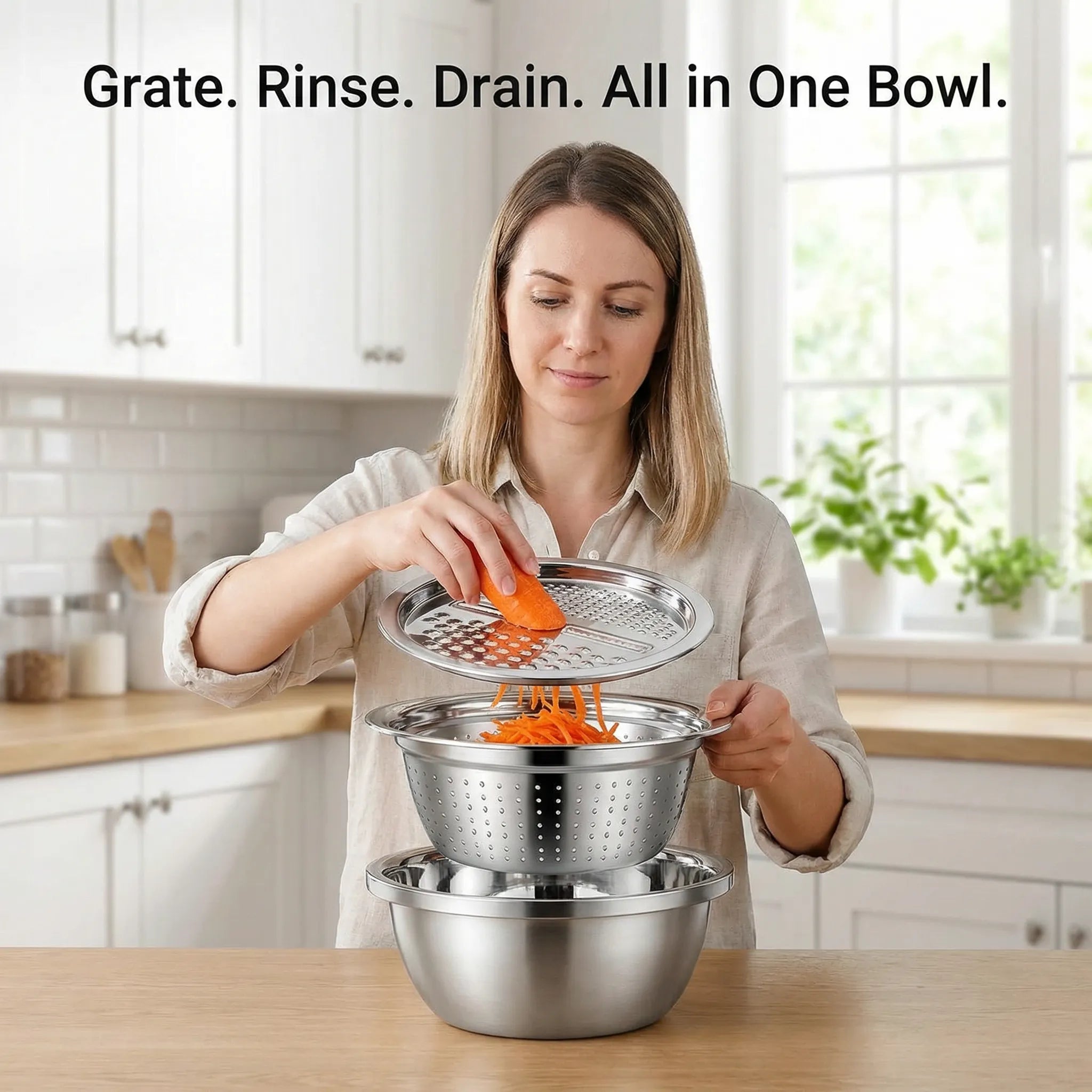 Stainless Steel Grater with Drain Basket🥕🥗