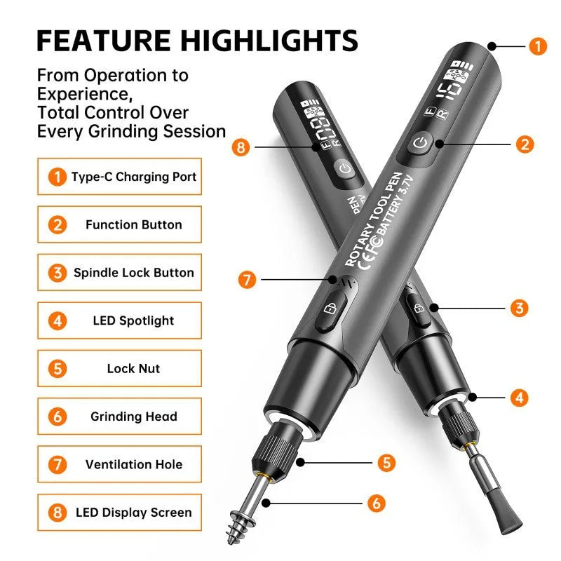 6-Speed Cordless Rotary Tool Kit with Digital Display