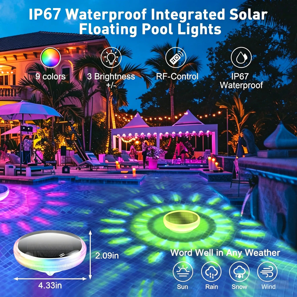 🌈 Solar Floating Pool Light – Remote-Controled RGB Waterproof Pool Light