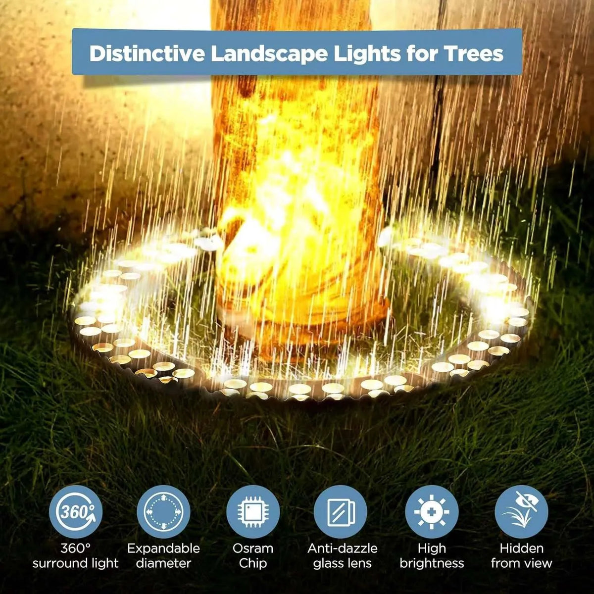 360° Warm White Tree Ring Landscape Lighting Kit