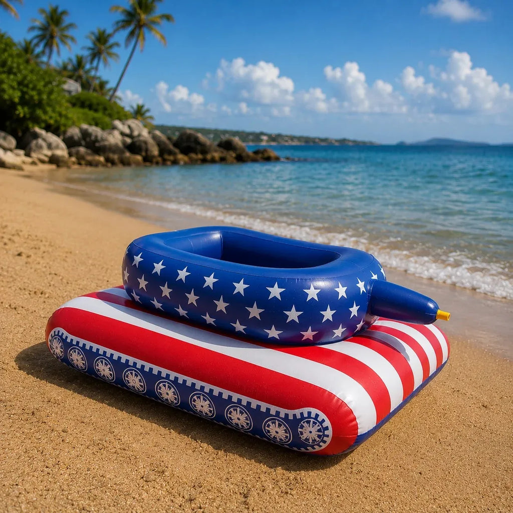 Patriotic Inflatable Pool Tank with Built-In Water Cannon