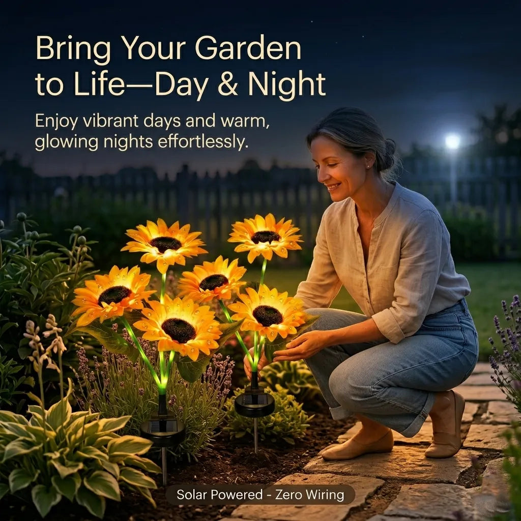 🌻 Artificial Sunflower Solar Lights – Outdoor Garden Stake Lights