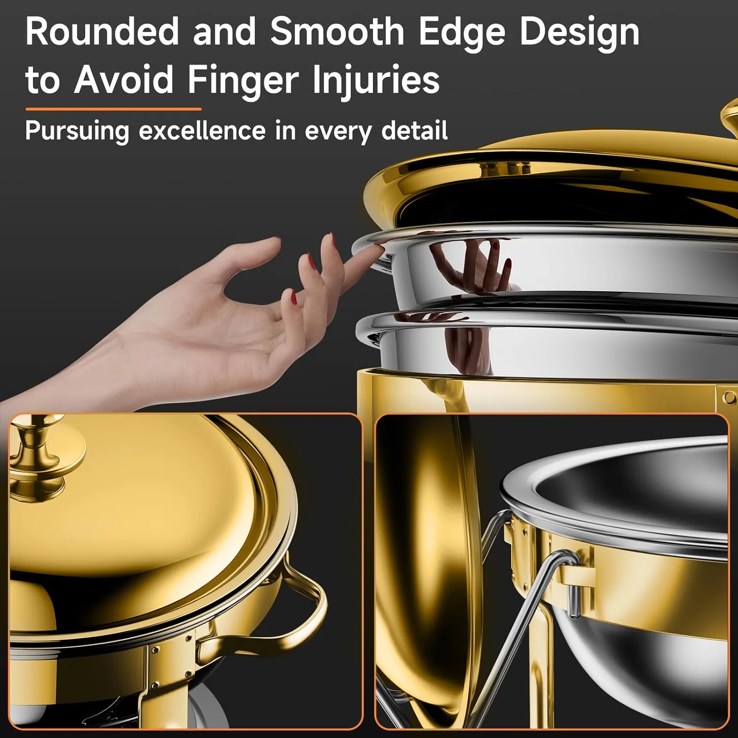 ✨ 5QT Round Stainless Steel Chafing Dish Set
