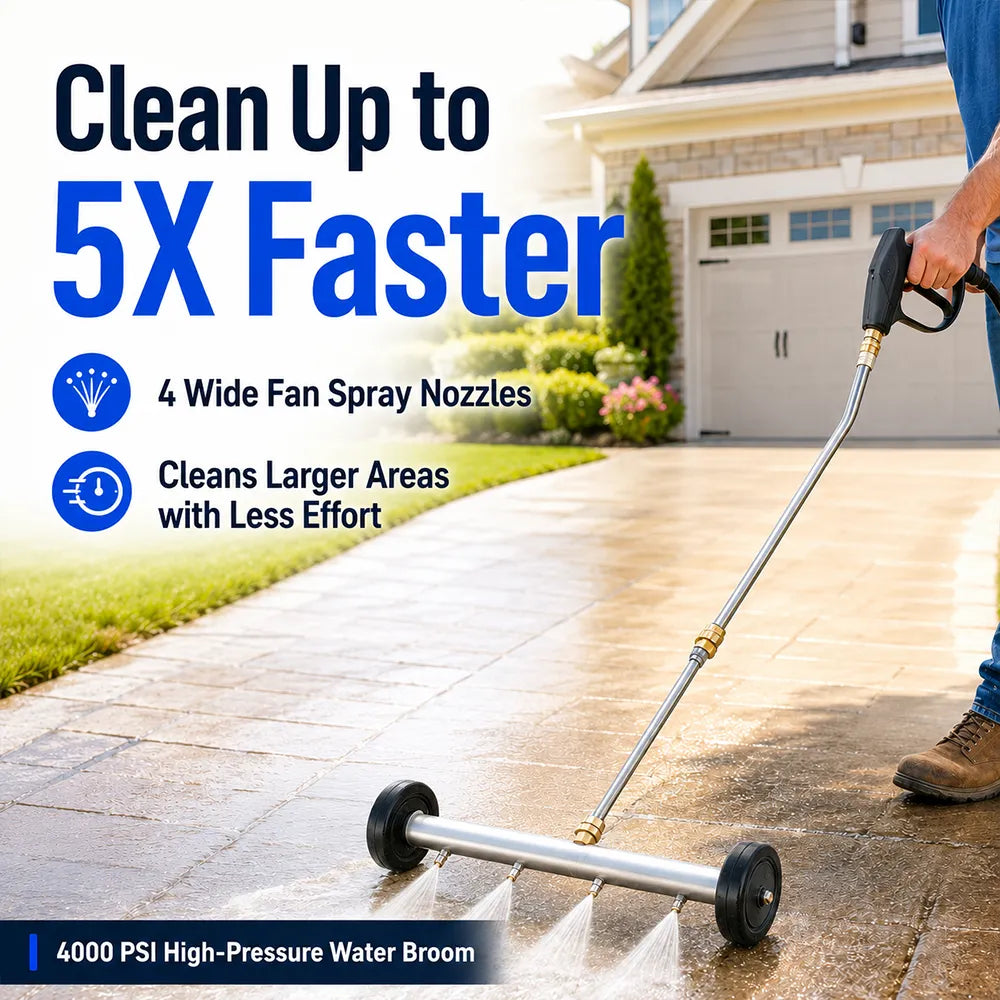 🚿4000 PSI High-Pressure Water Broom – Driveway, Patio & Undercarriage Cleaning Brush