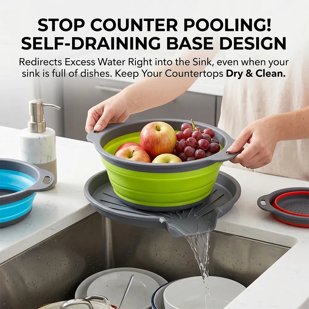 🧺 Foldable Drain Basket with Self-Draining Base