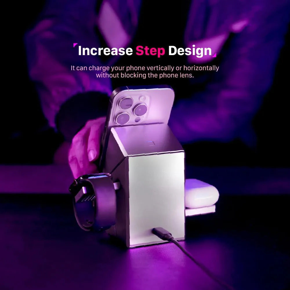 ⚡ 3-in-1 Magnetic Wireless Charging Stand with Night Light