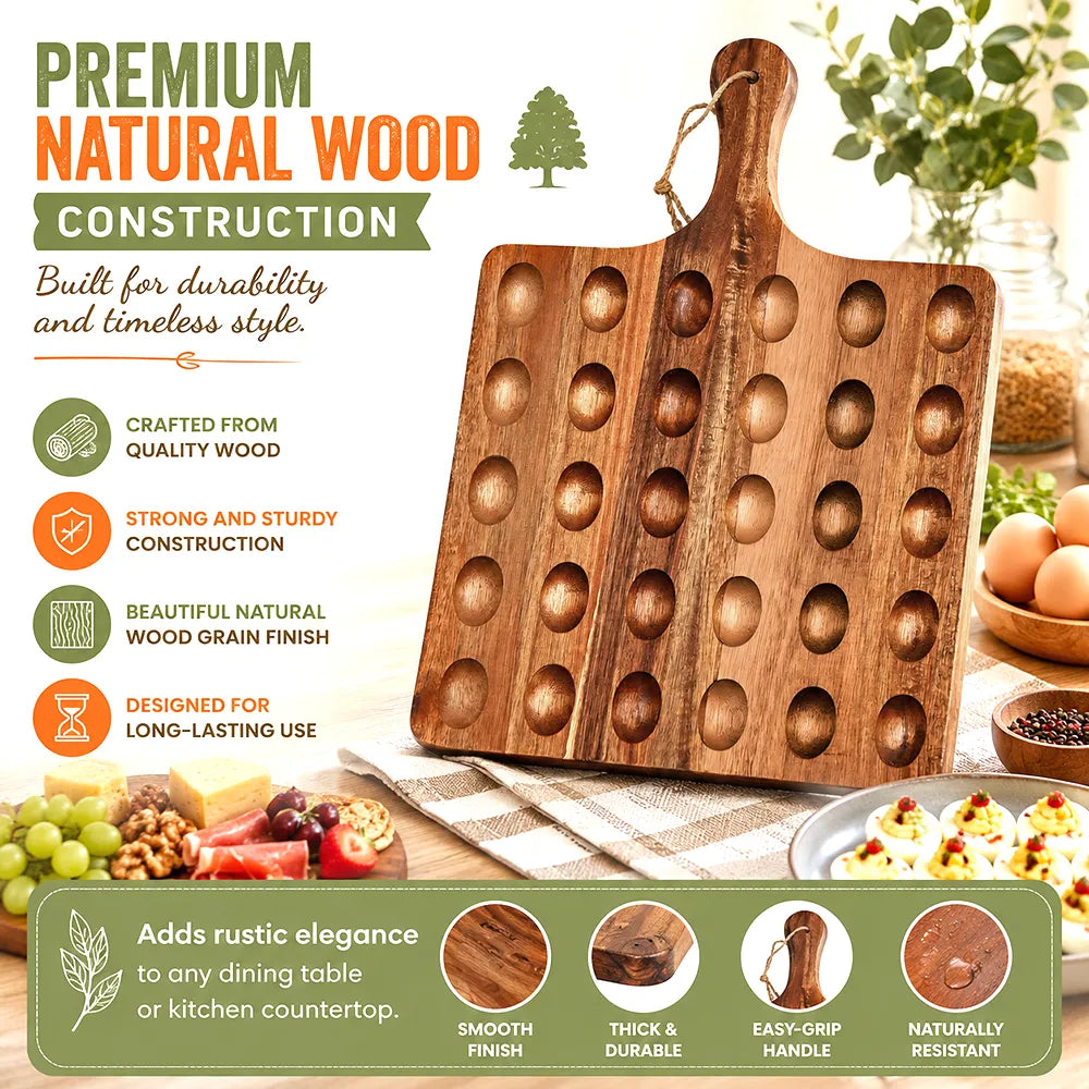 🥚 Double-Sided Wooden Deviled Egg Tray & Serving Board