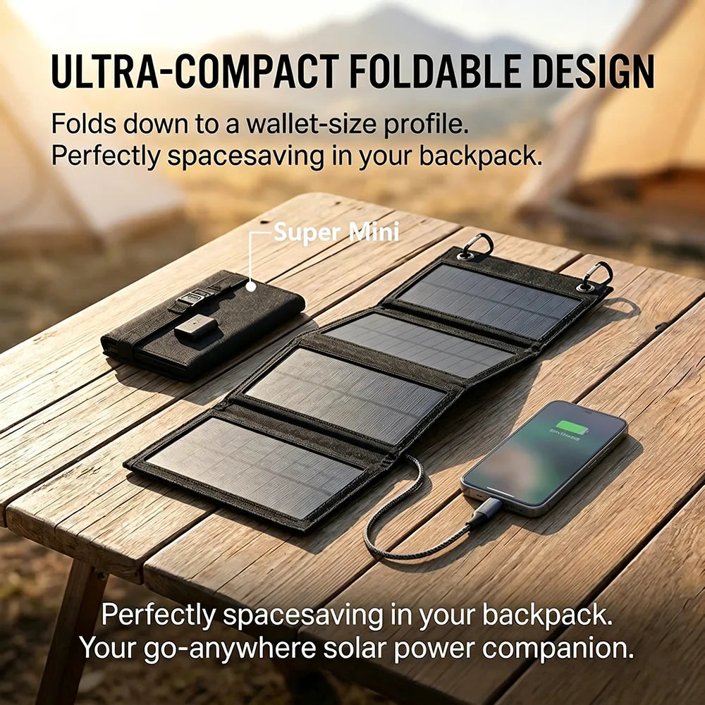 ☀️ Foldable 10W Solar Charger Panel with USB Output