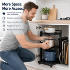 😃3-Tier & 5-Tier Carbon Steel Storage Rack for Pots, Pans, Lids & Cookware