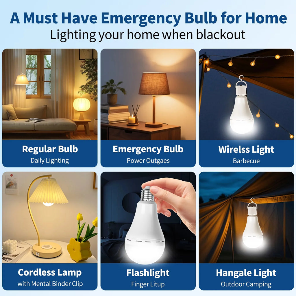 15W Rechargeable Emergency Light Bulb with Switch Hook