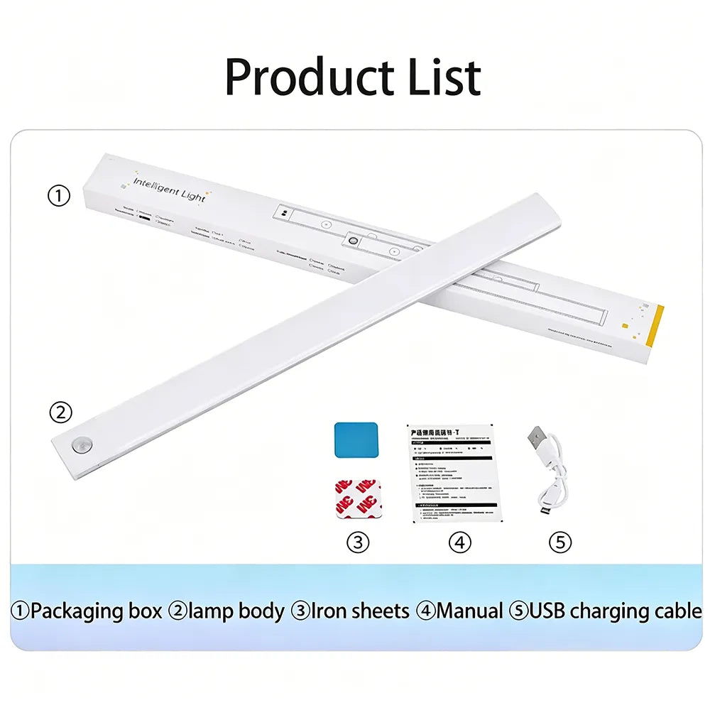 💡40 LED Motion Sensor Under Cabinet Light – USB Rechargeable Wireless Closet & Cabinet Lighting