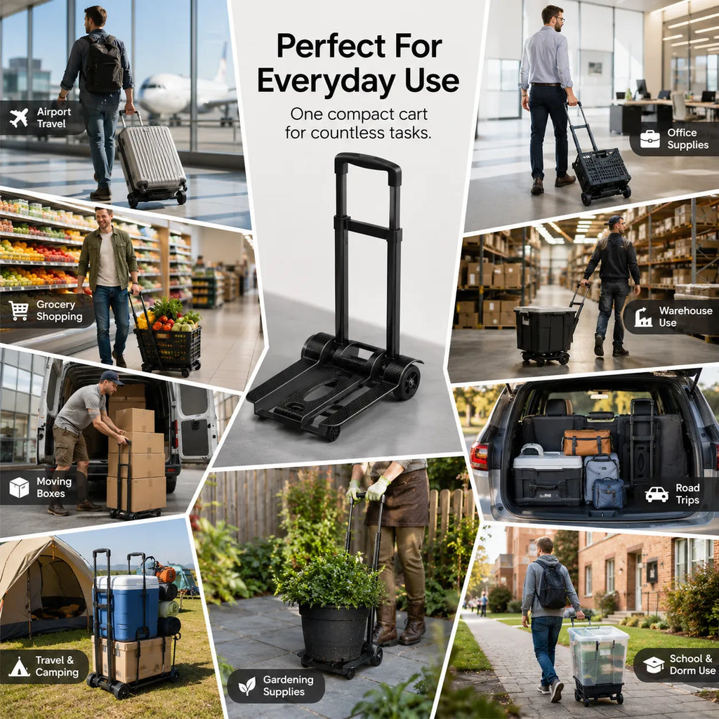 🧳Foldable Hand Cart — Lightweight Portable Trolley with Dual Wheels