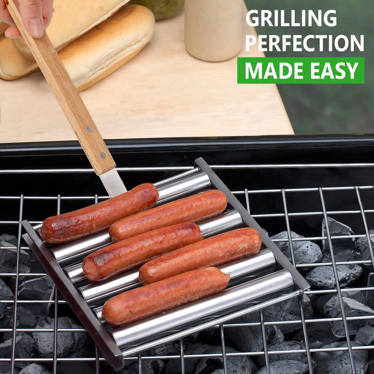 🔥Hot Sale 48% OFF🔥-Hotdog Roller Stainless Steel Sausage Roll Rack