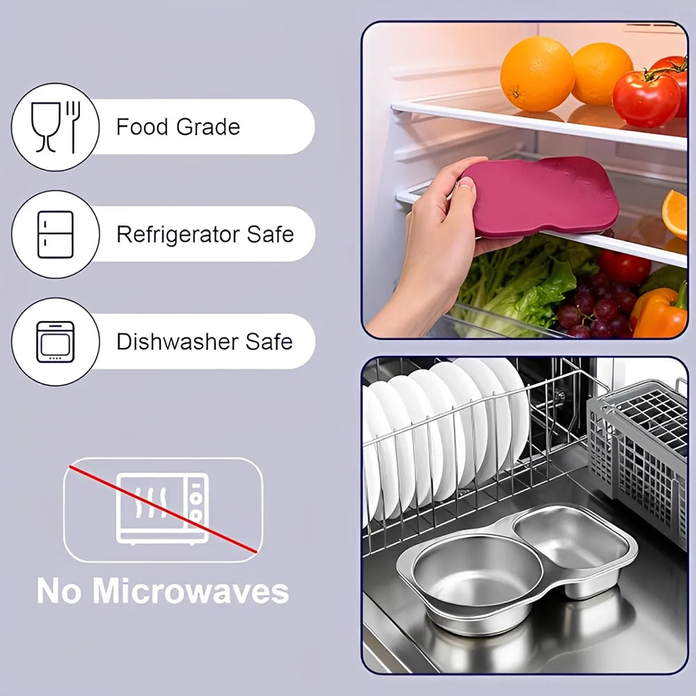 🥗 Double-Compartment Stainless Steel Snack Containers (Pack of 4)